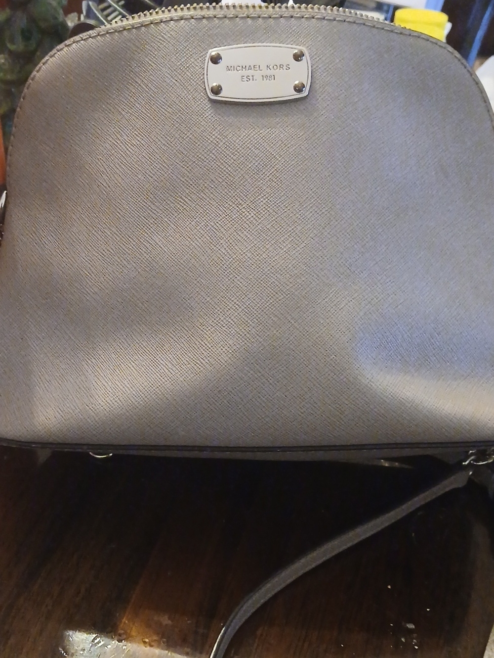 Michael Kors Silver Gray Dome Crossbody Bag Euc